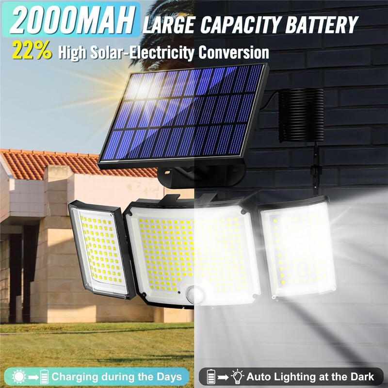 346LED solarni vanjski vodootporni pojas sa senzorom pokreta, način daljinskog upravljanja reflektorom prikladan za vrtnu garažu