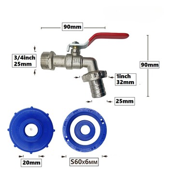 IBC Тон Барабан Накрайник за вода Съединител за градинска вода Свързване на кран Съединител за градински маркуч Адаптер Домашен кран