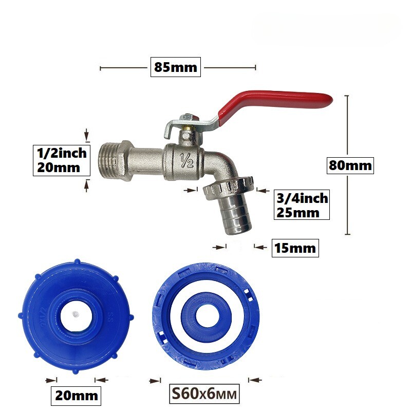 IBC Tonska bubanj Mlaznica za vodu Priključak za vrtnu vodu Priključak za slavinu Priključak za vrtno crijevo Adapter Kućna slavina