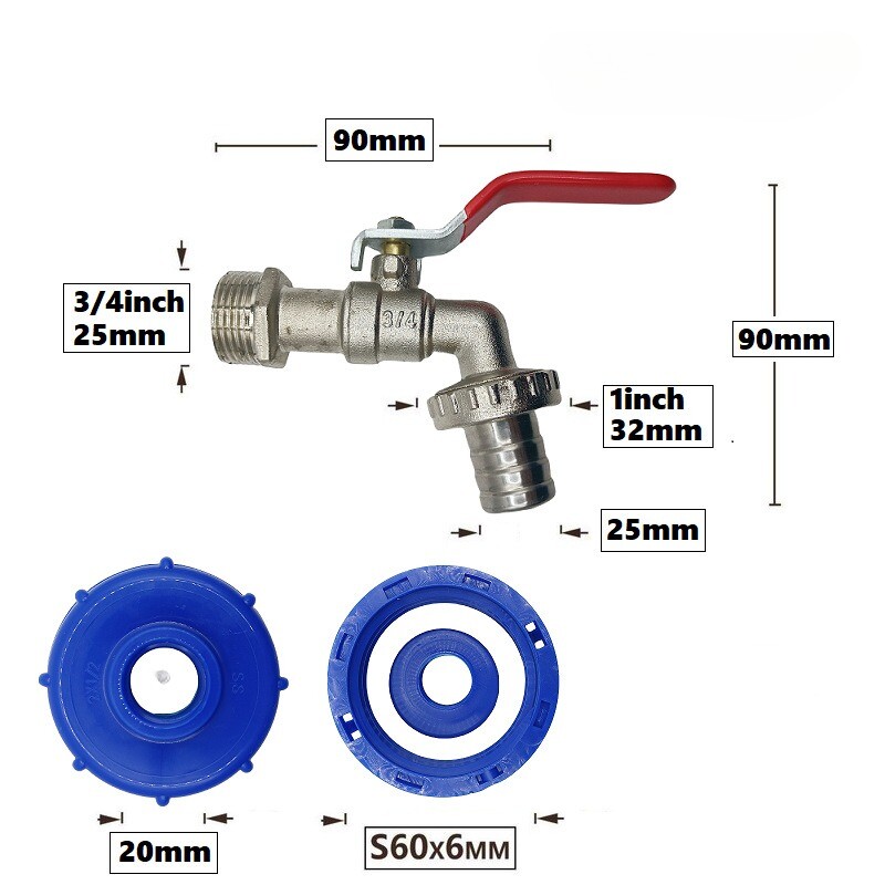 IBC Tonska bubanj Mlaznica za vodu Priključak za vrtnu vodu Priključak za slavinu Priključak za vrtno crijevo Adapter Kućna slavina