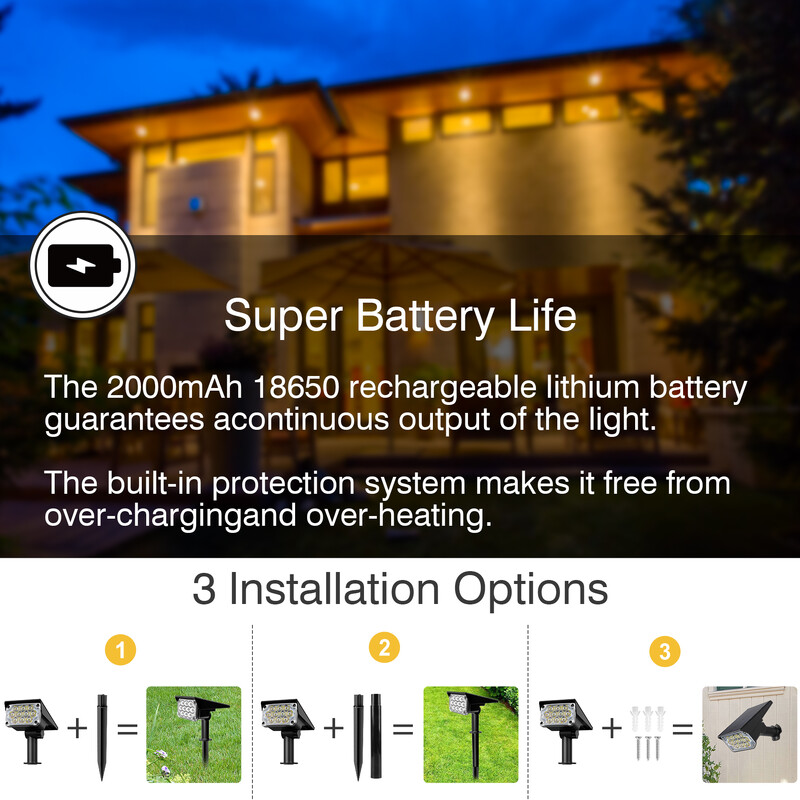 TSUN 1 kom solarno svjetlo vanjsko 3000K/6000k/RGB solarno vrtno svjetlo IP65 solarno reflektor za pejzažnu stazu solarno zidno svjetlo