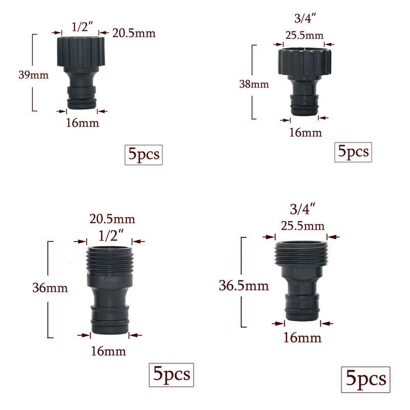 1/2" 3/4" muški ženski navoj Brzi priključak Vrtno crijevo 16 mm Niple Spojnica za navodnjavanje Cijev za navodnjavanje kapanjem