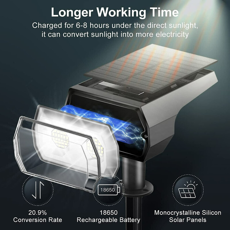 48 LED dioda solarne svjetiljke za vanjske pejzažne reflektore, 2 u 1 bežične vodootporne vanjske solarne reflektore za vrtnu terasu