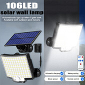 106 LED Super Bright Αισθητήρας Κίνησης ηλιακά φώτα εξωτερικού χώρου IP65 αδιάβροχο τηλεχειριστήριο Κήπος Βεράντα οδού Επιτοίχιο φωτιστικό έκτακτης ανάγκης