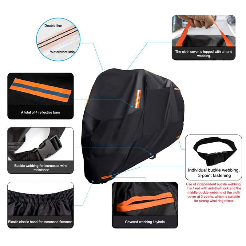 Debele 300D navlake za motocikle Crni dizajn Vodootporni Motori Prašina Kiša Snijeg UV Zaštitna navlaka Unutar Vani ML XL XXL 3XL 4XL