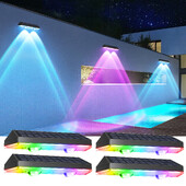 Super Bright 2PCS Solar Fence Lights RGB and Warm White LED Solar Step Lights Φωτιστικά τοίχου εξωτερικού χώρου IP65 Αδιάβροχο διακοσμητικό φωτιστικό