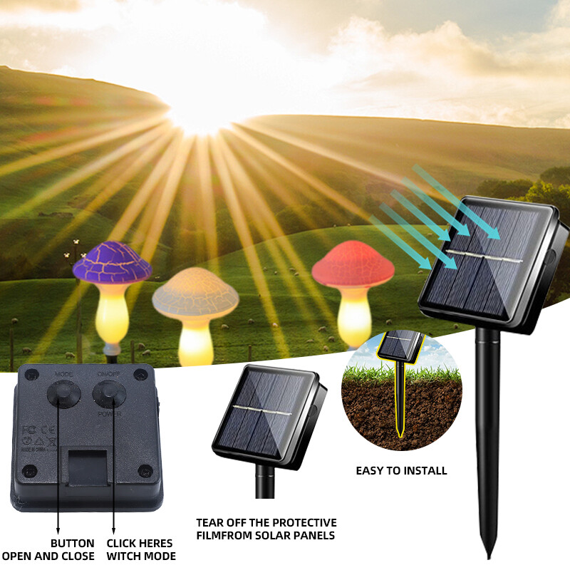 8 načina rada LED solarna svjetiljka s gljivama Vanjski vrtni dekor Vodootporna bajkovita svjetlost Solarna struna za stazu Svjetiljka za travnjak Vrtno svjetlo