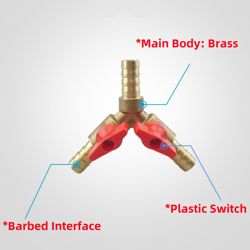 8 mm 10 mm žarna spygliuota Y formos 3 krypčių vožtuvo jungtis vario uždarymo rutulinis vožtuvas sodo drėkinimo akvariumo vandens siurblio adapteris 1 vnt.