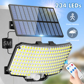 Napelemes lámpák kültéri 234LED 3 módú mozgásérzékelős világítás távirányítós IP65 vízálló biztonsági napelemes lámpákkal kültéri használatra