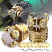 4-lyukú 0,1-1,0 mm-es finom porlasztó permetező permetező fúvóka 1/2" 20mm sárgaréz illesztés Kerti öntözés Párásítás Hűtés Öntözés