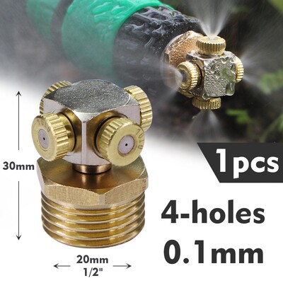 4-lyukú 0,1-1,0 mm-es finom porlasztó permetező permetező fúvóka 1/2" 20mm sárgaréz illesztés Kerti öntözés Párásítás Hűtés Öntözés