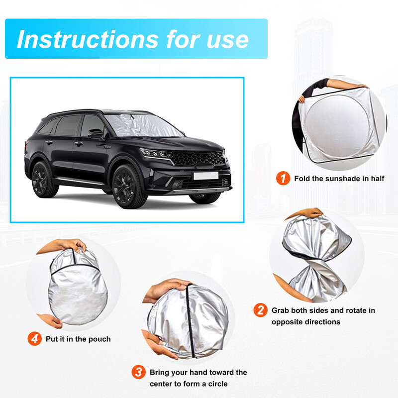 Čelični prsten s memorijom automobila, sjenilo za prednji prozor, navlaka za suncobran za automobil za Kia Carnival 2021-2024.