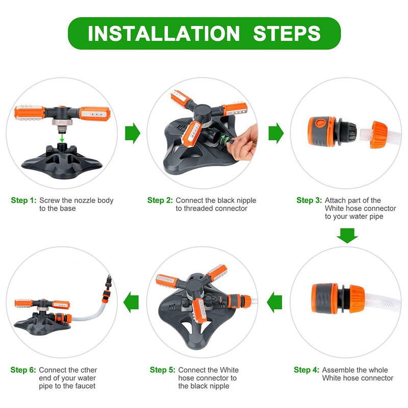 Automatske vrtne prskalice, 360 stupnjeva rotirajuća mlaznica za vodu, raspršivači, pribor za navodnjavanje, set alata za navodnjavanje, koji štedi