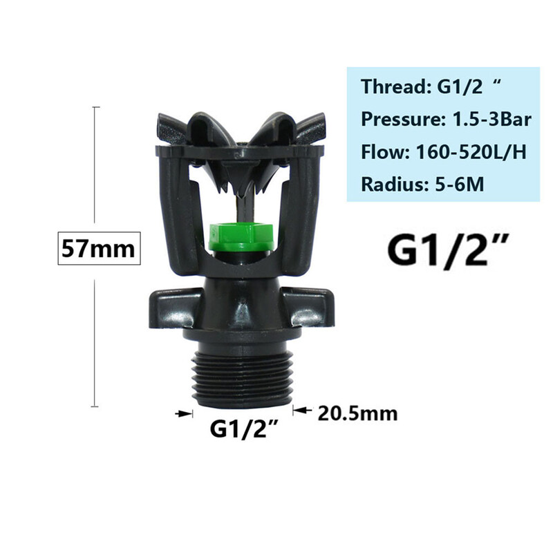 Vrtna rotirajuća prskalica za vodu od 1/2 inča, fiksni držač za stabljike, potporna mlaznica za raspršivanje raspršivača za vodu i navodnjavanje