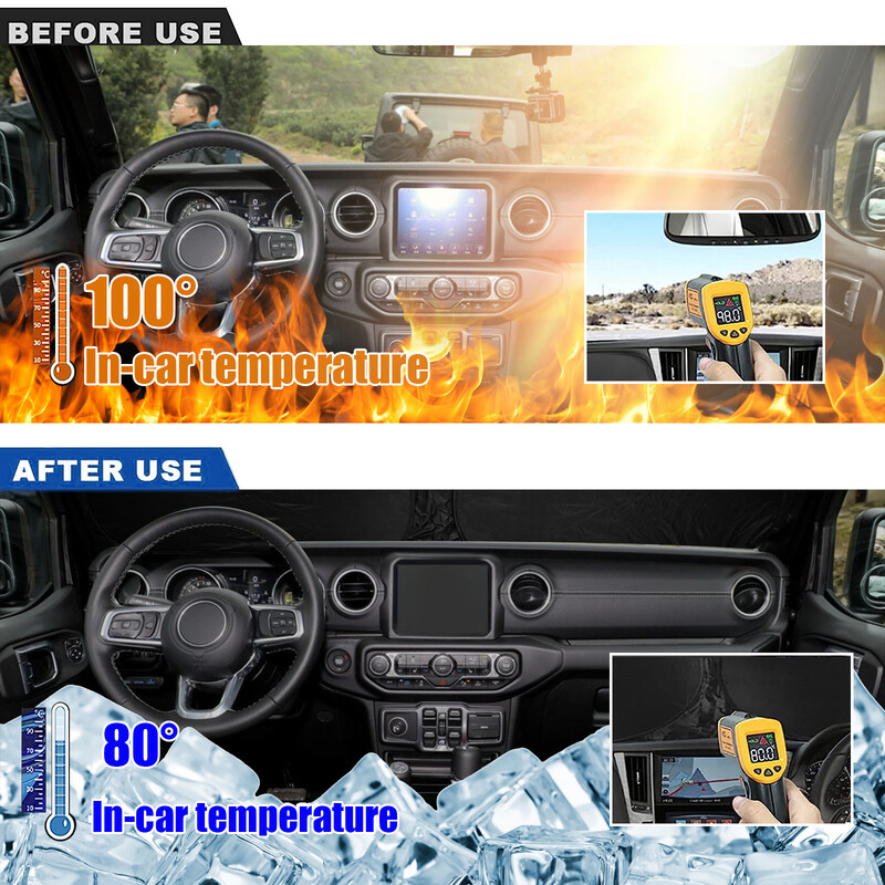 Za 2018-2024 Jeep Wrangler JL/JLU prednje vjetrobransko staklo, UV zaštita za zaštitu od sunca