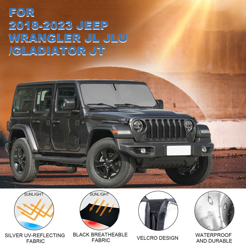 Za 2018-2024 Jeep Wrangler JL/JLU prednje vjetrobransko staklo, UV zaštita za zaštitu od sunca