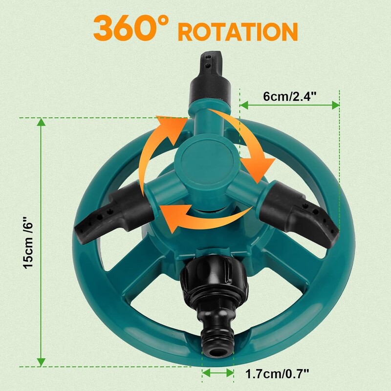 Mlaznica za raspršivanje 360 stupnjeva, automatski rotirajući raspršivač vode za vrtne travnjake, automatska prskalica za zalijevanje vrta, pribor za navodnjavanje
