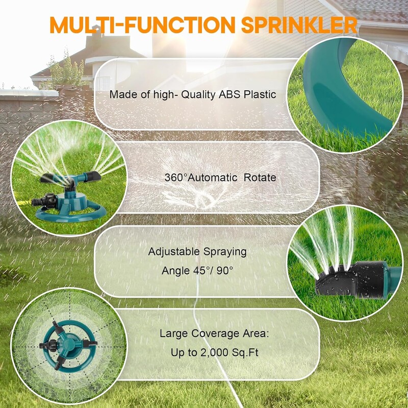 Mlaznica za raspršivanje 360 stupnjeva, automatski rotirajući raspršivač vode za vrtne travnjake, automatska prskalica za zalijevanje vrta, pribor za navodnjavanje