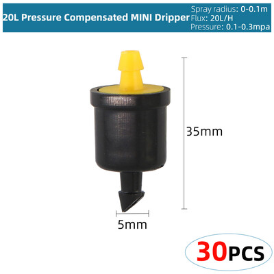 Variety Style Garden Drip Irigation Dripper Σταθερός εκπομπός αντιστάθμισης πίεσης ροής 1/4`` Ακροφύσιο διάθλασης ποτίσματος ψεκαστήρων
