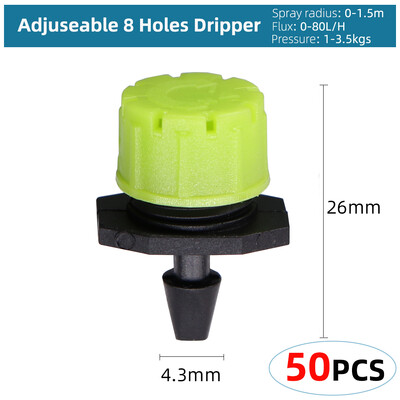 Variety Style Garden Drip Irigation Dripper Σταθερός εκπομπός αντιστάθμισης πίεσης ροής 1/4`` Ακροφύσιο διάθλασης ποτίσματος ψεκαστήρων