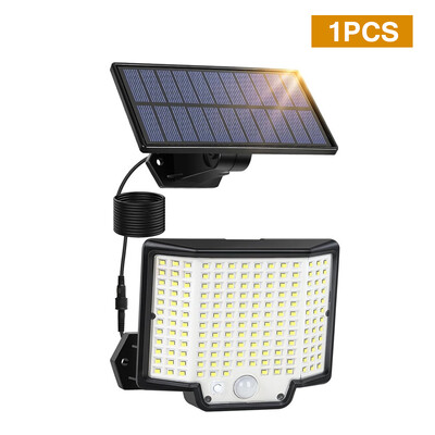 172 LED-es napelemes lámpa kültéri vízálló mozgásérzékelővel, reflektor távirányító, 3 mód a belső udvari garázshoz