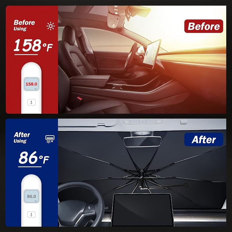 Sklopivi kišobran za vjetrobransko staklo za automobil, reflektirajući suncobran, blokator UV zraka, štitnik za štitnik od sunca, jednostavan za korištenje i skladištenje