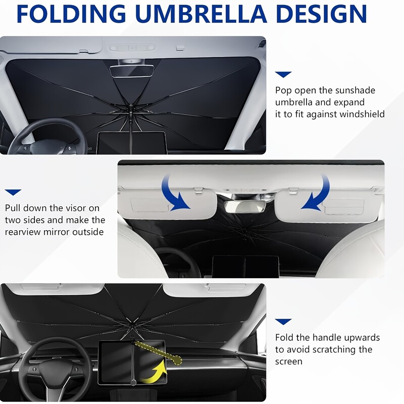 Sklopivi kišobran za vjetrobransko staklo za automobil, reflektirajući suncobran, blokator UV zraka, štitnik za štitnik od sunca, jednostavan za korištenje i skladištenje