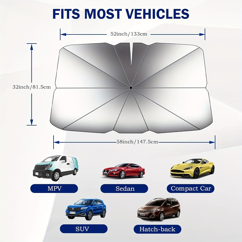 Sklopivi kišobran za vjetrobransko staklo za automobil, reflektirajući suncobran, blokator UV zraka, štitnik za štitnik od sunca, jednostavan za korištenje i skladištenje