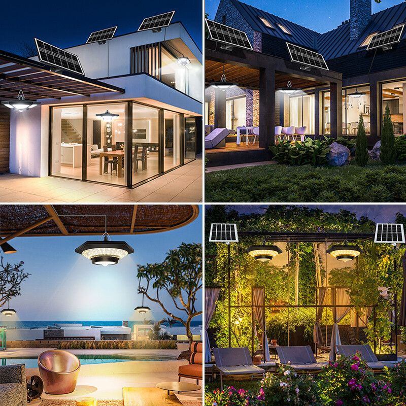 Solarna svjetiljka za šupu Solarna visilica Unutarnja vanjska 228/180 LED 1000LM 5 načina rada s daljinskim upravljačem za štalu, sjenicu, garažu