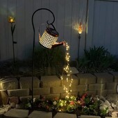 LED-es napkollektoros locsolókanna lámpa függő vízforraló lámpás lámpa kültéri vízálló villa ösvény gyep udvar kert díszítő lámpa