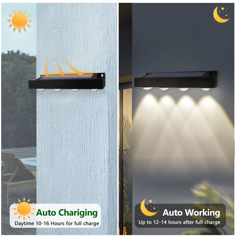 Vanjska LED solarna zidna svjetiljka za vrtne pejzaže 4/6/8 LED vodootporna svijetla solarna svjetla za adrese Vodootporno dvorište Ulica