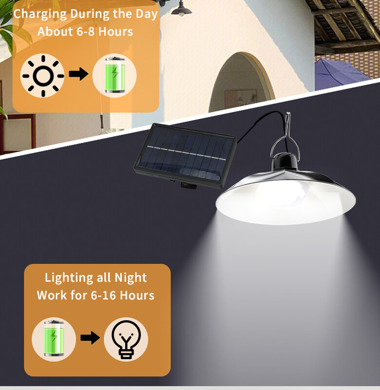 Solarna viseća svjetiljka s jednom/dvostrukom glavom Led svjetiljka na solarni pogon Bijelo svjetlo s daljinskim upravljačem Luster Kampiranje Vanjski vrt