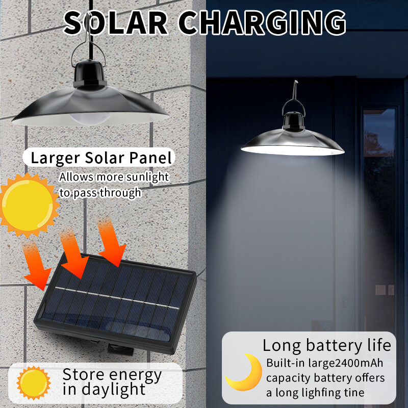 Solarna viseća svjetiljka s jednom/dvostrukom glavom Led svjetiljka na solarni pogon Bijelo svjetlo s daljinskim upravljačem Luster Kampiranje Vanjski vrt