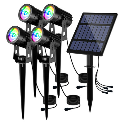 Lumină solară cu LED-uri 3000K/RGB Spot solar în aer liber Lumină solară de grădină Lumină de perete impermeabilă IP65 pentru exterior.