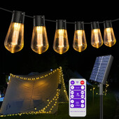 Nagy fényerejű napelemes lámpák, 20FT(8M) 20 izzó törésálló, vízálló S14 LED napelemes LED tündérlámpák kültéri kertben