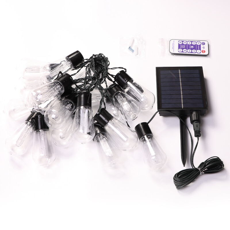 Visoko svjetlije solarne žičane svjetiljke, 20FT(8M) 20 žarulja otporne na udarce, vodootporne S14 LED solarne LED bajkovite svjetiljke vanjski vrt