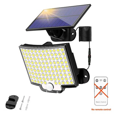 Szuperfényes LED-es kültéri napelemes lámpa mozgásérzékelős távirányítóval, IP65 vízálló terasz garázs biztonsági fali lámpához