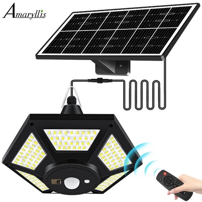 Solar Shed Light Solar függőlámpa beltéri kültéri 180 LED 1000LM napelemes lámpa távirányítóval a pajta pavilon garázsához