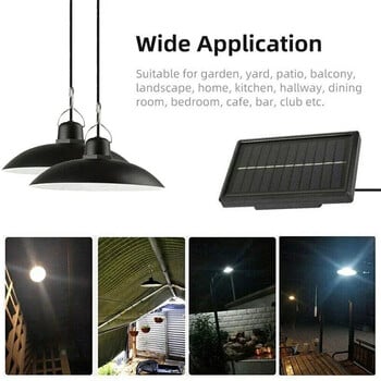 2/1 Head Solar Pendant Light Remote Outdoor Lamp Αδιάβροχο Power Κήπος Πολυέλαιος Εσωτερική αυλή κήπου υπόστεγο αχυρώνα LED με τηλεχειριστήριο