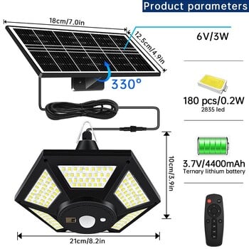 Solar Shed Light Ηλιακό κρεμαστό φωτιστικό για εσωτερικούς χώρους 180 LED 1000LM ηλιακό φωτιστικό με τηλεχειριστήριο για αχυρώνα Gazebo Garage