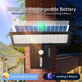 Solar OutdoorLights Αισθητήρας κίνησης με χειριστήριο 90LED 3 Color 4Modes Security Flood Αδιάβροχο φως για Βεράντα αυλή κήπου