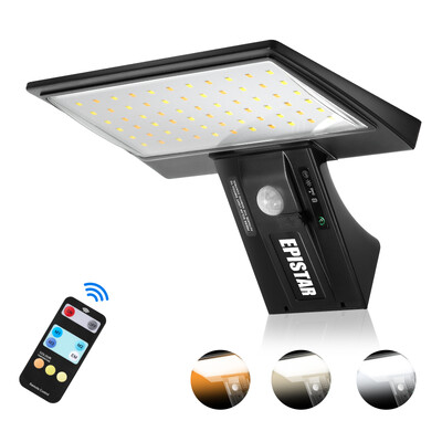 Solar OutdoorLights Αισθητήρας κίνησης με χειριστήριο 90LED 3 Color 4Modes Security Flood Αδιάβροχο φως για Βεράντα αυλή κήπου
