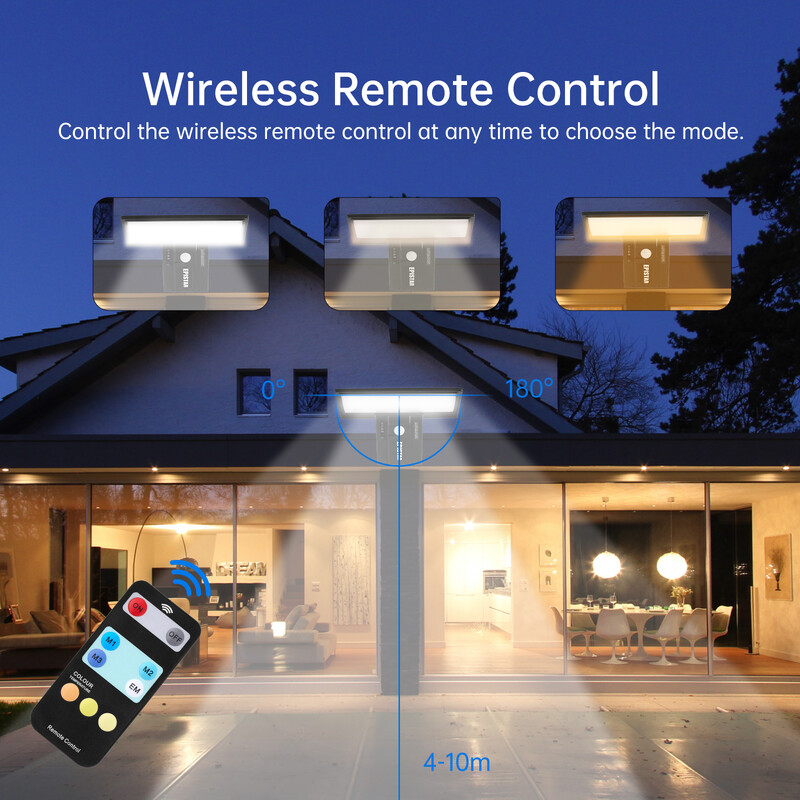 Solarna vanjska svjetla Senzor pokreta s kontrolom 90LED 3 boje 4 načina rada Sigurnosna vodootporna svjetiljka za trijem i dvorište