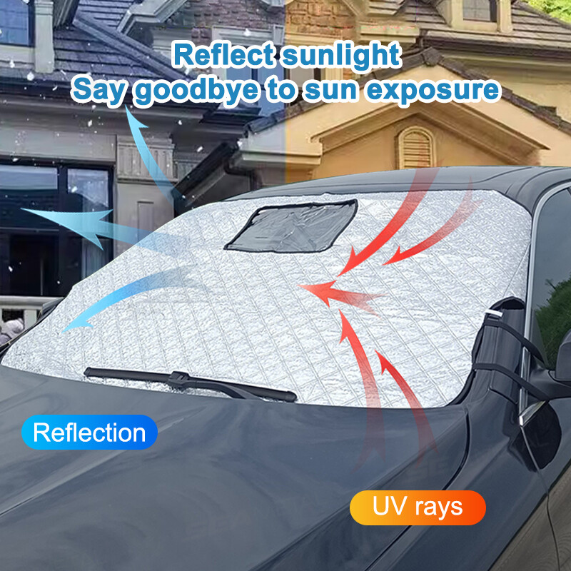 BLALION Snježne navlake za vjetrobransko staklo automobila Zimski zadebljani štitnik za prednji prozor protiv snijega i leda Poklopac za zaštitu od snijega Otvor za monitor Dash Cam