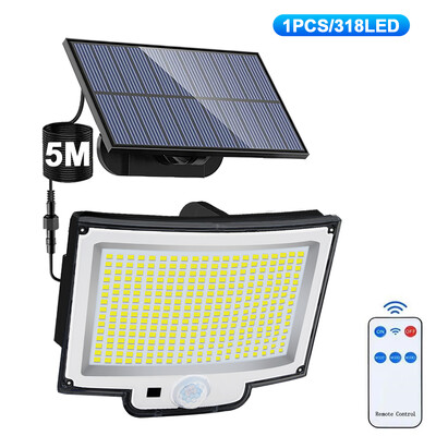 Ηλιακά φώτα εξωτερικού χώρου 318/348LED ηλιακά φώτα ασφαλείας IP65 Αδιάβροχο αισθητήρα κίνησης Φωτιστικό τοίχου για φράχτη κήπου Αίθριο
