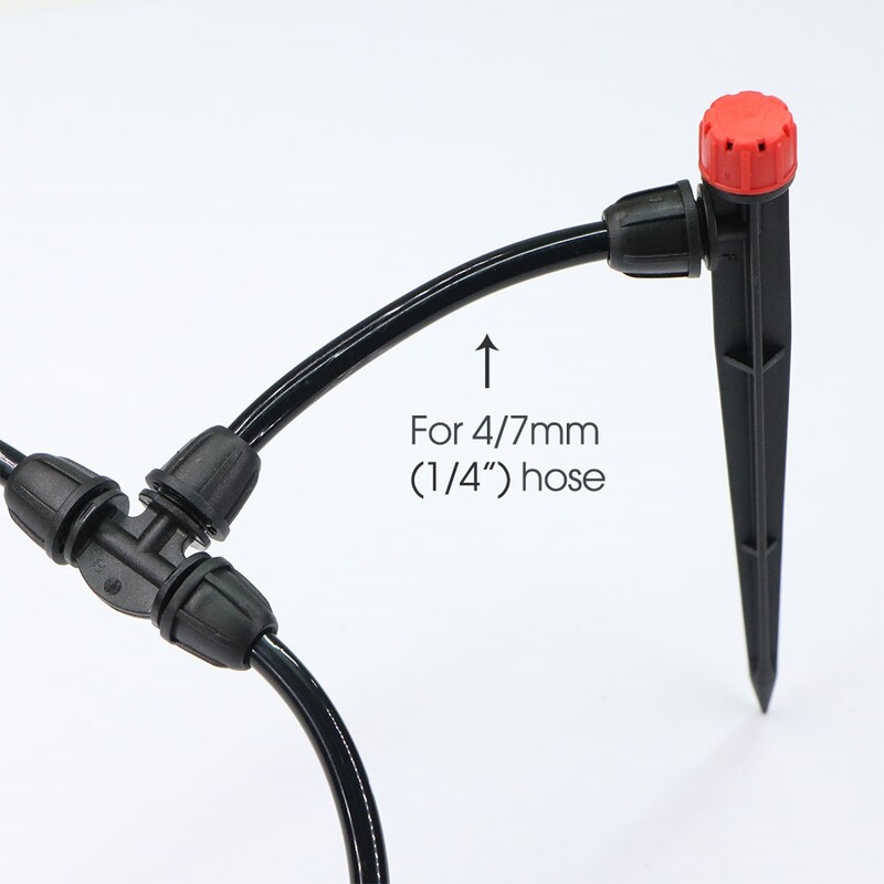 Emiteri za navodnjavanje kapanjem, podesivi s kolcem za 1/4" cijevi za navodnjavanje kapanjem, kapaljke za navodnjavanje za vrtni sustav za navodnjavanje