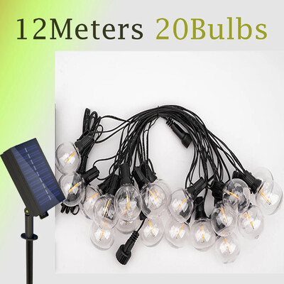 LED String Lights Bulbs 21Meter G40 Globe Lights Εξωτερική Αίθριο Κήπου Αδιάβροχη Διακόσμηση Solar Power Garland Φωτισμός γάμου
