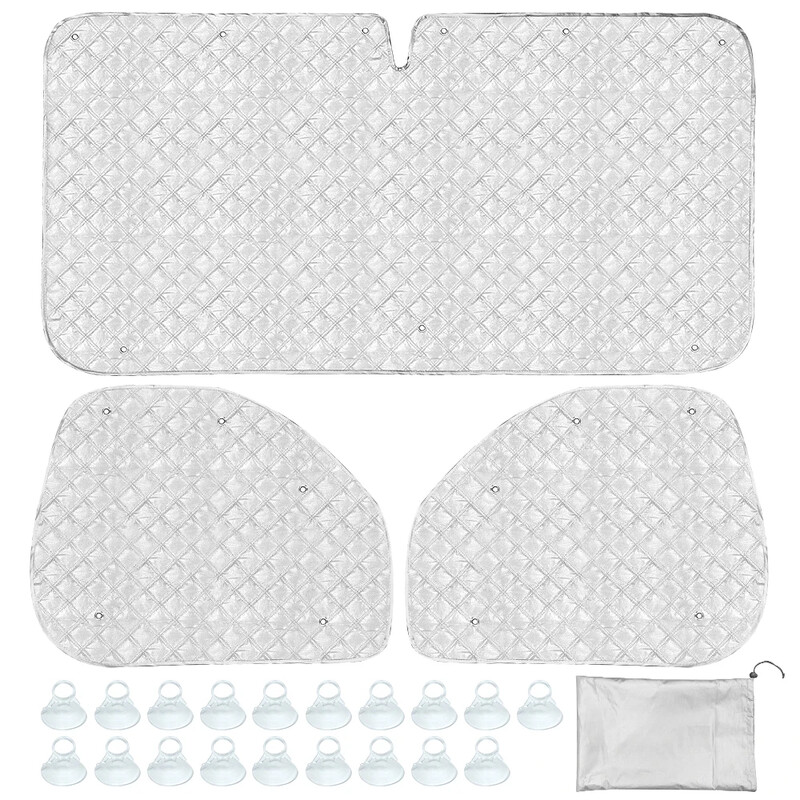 Suncobran Trodijelni komplet Suncobran za unutrašnjost automobila Višeslojna aluminijska folija prekrivena vodootpornim pamukom i zaštitom od sunca