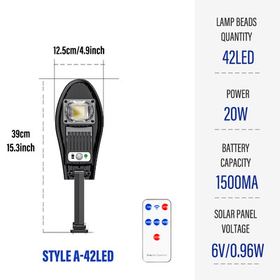 LED ηλιακά φώτα εξωτερικού χώρου Φωτιστικό δρόμου κήπου με αισθητήρα κίνησης και τηλεχειριστήριο αδιάβροχο φωτιστικό τοίχου για προβολέα γκαράζ