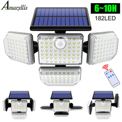 Solar Outdoor Light 182/112 LED Solar Security Flood Lighting με 3 λειτουργίες Ρυθμιζόμενη κεφαλή φωτισμού για αυλή κήπου γκαράζ